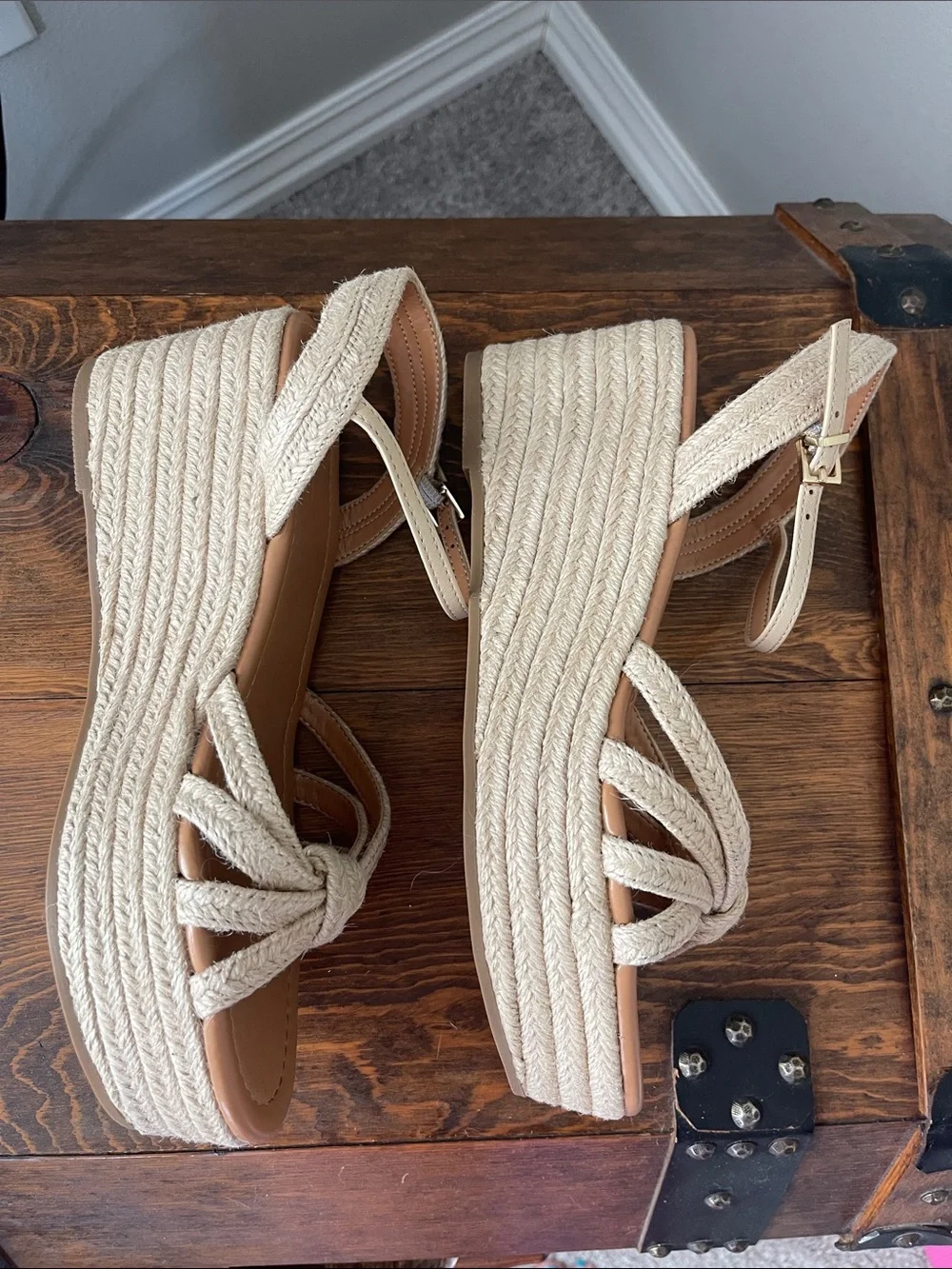 J. Crew Factory Cream Knotted Espadrille Wedges